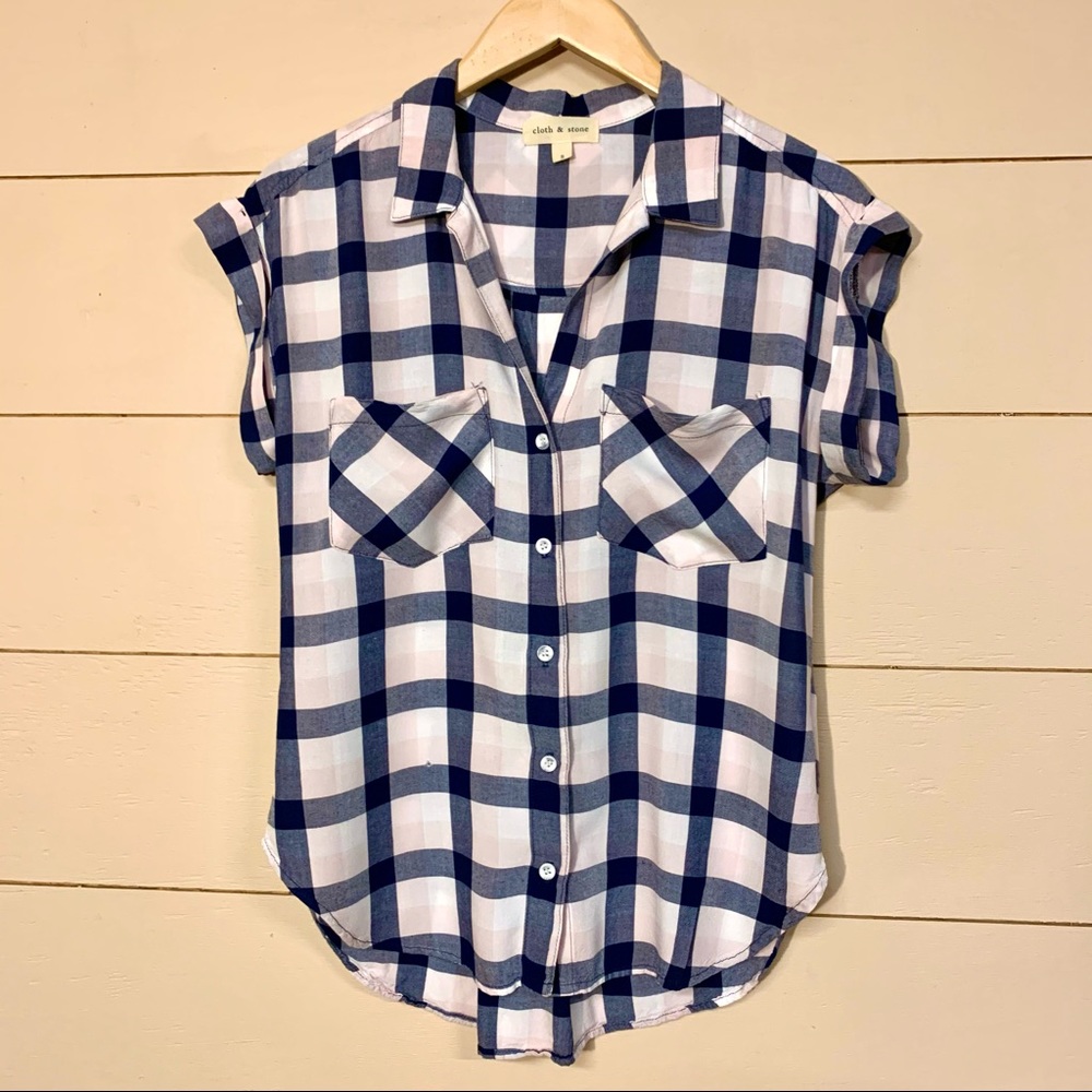 Anthropologie Plaid Button Up Top
